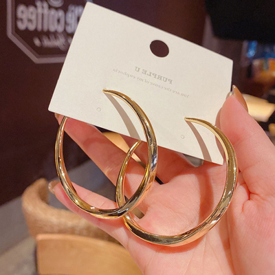 Women 18k Gold Plated Big Hoop Earrings For Girls Fashion Jewelry
