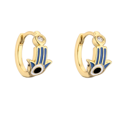 Zircon Colorful 14k Gold Hoop Earrings Jewelry Enamel Palm Cuff For Women Girls