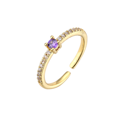 Colorful Gemstone Diamond Bands Rings 18k Gold Plated Adjustable
