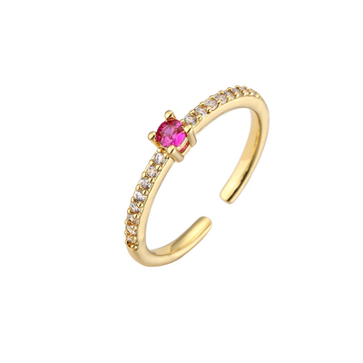 Colorful Gemstone Diamond Bands Rings 18k Gold Plated Adjustable