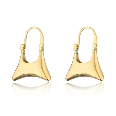 925 Sterling Silver Glossy 18k Gold Plated Brass Earrings Globe Ball Bag Shaped