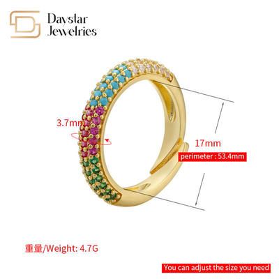 Diamond Eternity Rings 18k Gold Jewelry Adjustable Opening Zircon For Women
