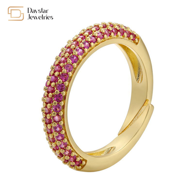 Diamond Eternity Rings 18k Gold Jewelry Adjustable Opening Zircon For Women