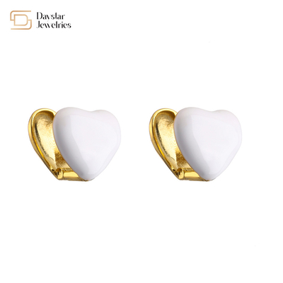 Cute Heart Summer Earrings 24k Gold Jewelry Colorful Enamel For Women Girls