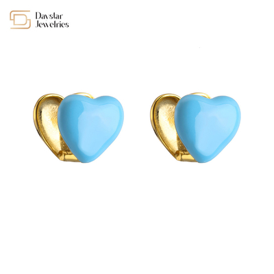 Cute Heart Summer Earrings 24k Gold Jewelry Colorful Enamel For Women Girls