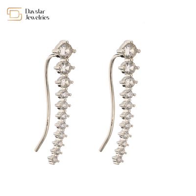 Full Round Diamond Stud Earrings 18k Gold Jewellery Zircon Hook For Women