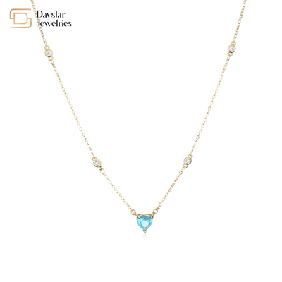 Women Choker Necklace 18k Gold Jewelry Heart Diamond Zircon Pendant Thin Chain