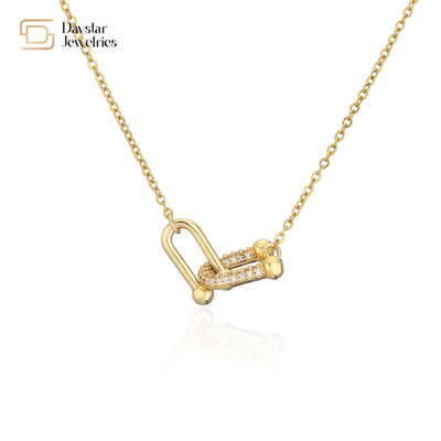 18k Gold Plated Diamond Zircon Jewelry Set Horseshoe U Geometric