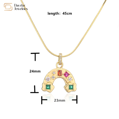 DIY Rainbow Diamond Necklace Earrings Jewelry Set Oval Crystal 18k Brass Gold Plated Jewellery