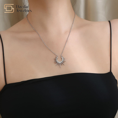 Sunflower Pendant Necklace Titanium Steel Jewelry Women Collarbone Chain