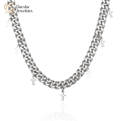 Cross Pendant Necklace Titanium Steel Hip Hop Jewelry Cuban Link Chain Choker