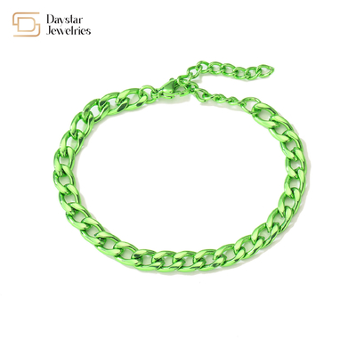 Personalized Jewelry Stainless Steel Colorful Cuban Link Chain Bracelet Women Mens