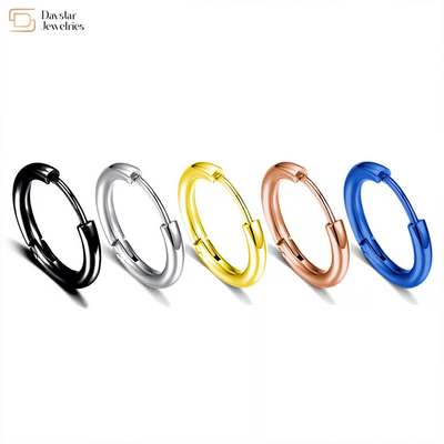 Titanium Steel Round Small Hoop Earrings Hip Hop Circle Jewelry