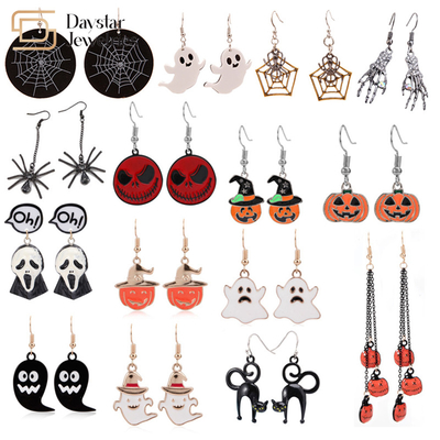 DIY Halloween Earrings Jewelry , Horror Funny Ghost Devil Spider Skull Dangle Earrings