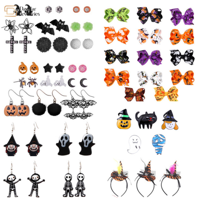 DIY Halloween Earrings Jewelry , Horror Funny Ghost Devil Spider Skull Dangle Earrings