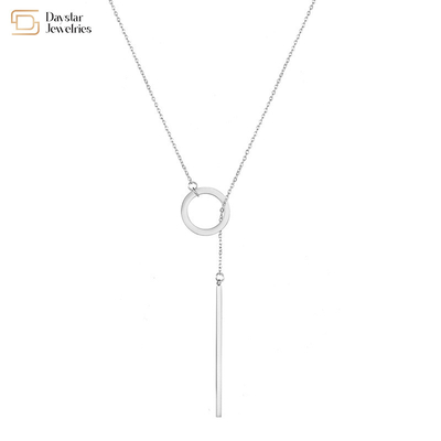 Disc Bar Pendant Stainless Steel Choker , Lariat Y Necklace For Women