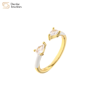 18k Gold Plated Adjustable Cubic Zirconia Water Drop Rings For Women Jewellery