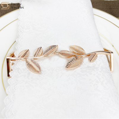 Table Leaf Napkin Rings , Metal Gold Napkin Rings For Wedding Party Dinner