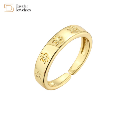 Custom Jewelry 18k Gold Plated Rings Women Men Adjustable Ant Insect Engraved