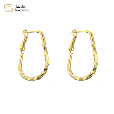 Geometric Rhinestone 18k Gold Plated Earrings , Diamond Huggie Hoop Earrings