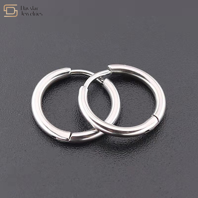 Titanium Steel Hoop Earrings , Small Round Circle Huggie Earrings Jewelry