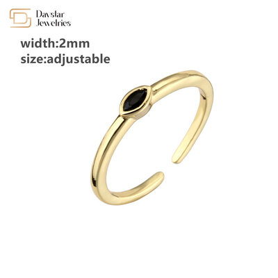 Adjustable Stack Zircon Gold Plated Marquise Diamond Rings Women Men Jewelry
