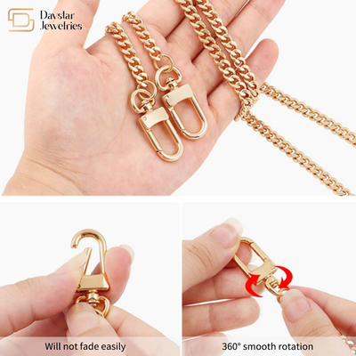 DIY Bag Chain Strap , Pearl Purse Flat Metal Chain Strap With Buckle