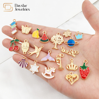 Charms Gold Plated Enamel Metal Dangle Pendant Tags For Diy Jewelry Craft