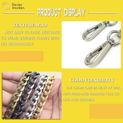 Metal Crossbody Chain Strap With Hook , Detachable Bag Replacement Strap