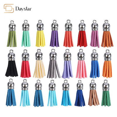 Suede Leather Metal Accessories Tassel Fringe Pendants With Caps