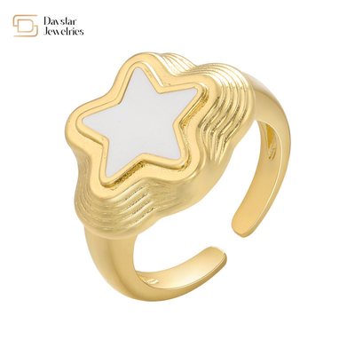 Star type Gold Plated Y2k Rings Colorful Enamel Open Women Jewelry