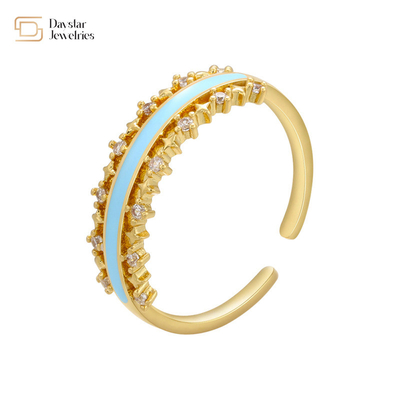 Zircon Stackable 18k Gold Plated Jewelry Enamel Diamond RingsFor Women