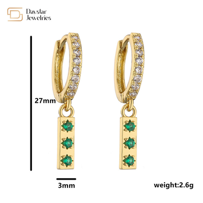 Diamond Zircon 18k Gold Plated Jewelry Yin Yang Pendant Hoop Earrings