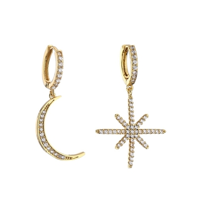 CZ Gold Crystal Hoop Earrings