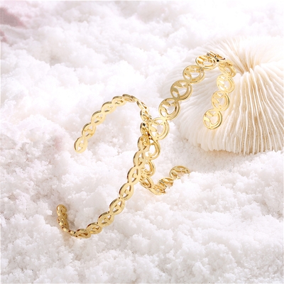 Luxury Diamond 18K Gold Chain Link Bracelet Eco Friendly Copper Gold Plated Bangles