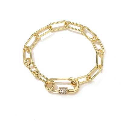 Elegant 18k Gold Chain Bracelet Women , Synthetic CZ Gold Plated Charm Bracelet