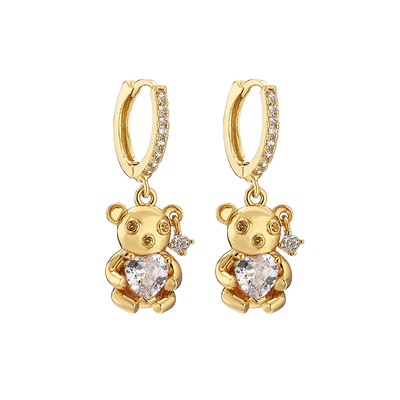 Little Bear Sterling Silver Crystal Jewelry Diamond Crystal Earrings OEM ODM