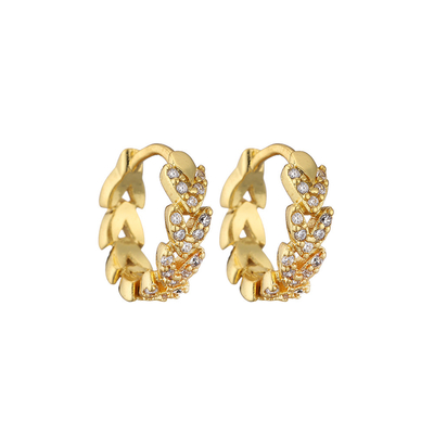 Hoop 24K Gold Jewelry Classic Women Rhinestone Fashion Earrings