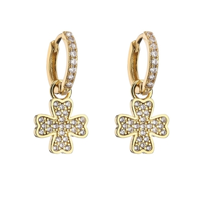 Wedding 24k Gold Hoop Earrings Dainty OEM  Long Drop Diamond Earrings