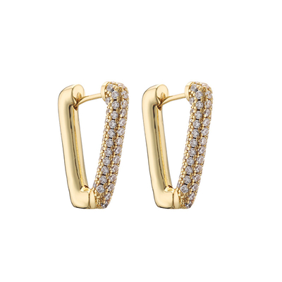 Luxury 24k Gold Earrings Fashion Ladies Custom Jewelry Diamond Studded Earrings