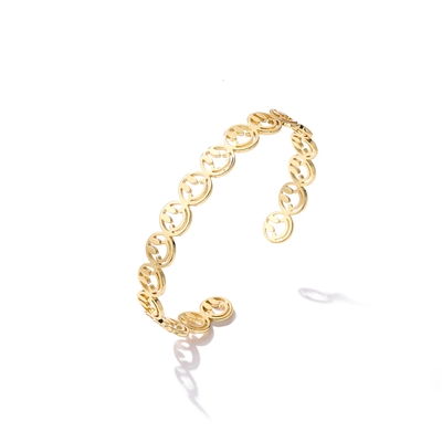 OEM 18k Gold Diamond Bangle Contemporary Gold Plated Adjustable Bracelet