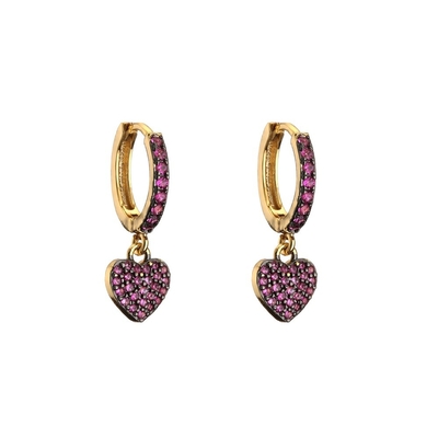 Micro Insert 18k Gold Plated Jewelry Earrings Full Rhinestone Gold Heart Hoop Earrings