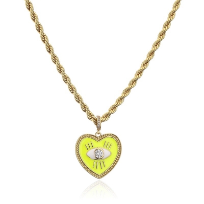 Gold Plated Heart Evil Eye Necklace
