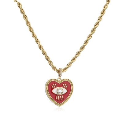 Gold Plated Heart Evil Eye Necklace