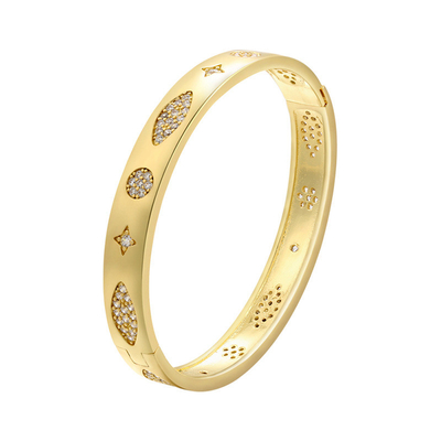 Zircon 18k Gold Plated Bangles Custom Name Gold Plated Initial Bracelet
