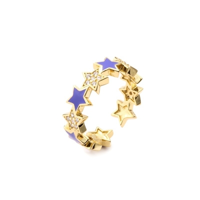 Open 14k Gold Star Ring Adjustable CZ Cubic Zircon Custom