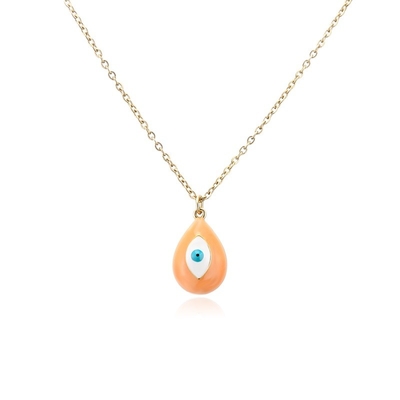 Turkish 14k Gold Necklace Jewelry Evil Eye Bead Pendant Necklace