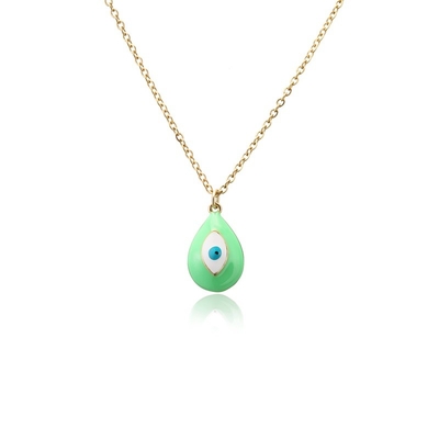 Turkish 14k Gold Necklace Jewelry Evil Eye Bead Pendant Necklace