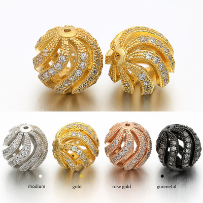 Round DIY Gold Jewelry Plating Crystal Silver Spacer Bead OEM
