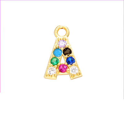 Pendant Necklace DIY Gold Jewelry Custom Micro Rainbow Zircon Letter Bracelet